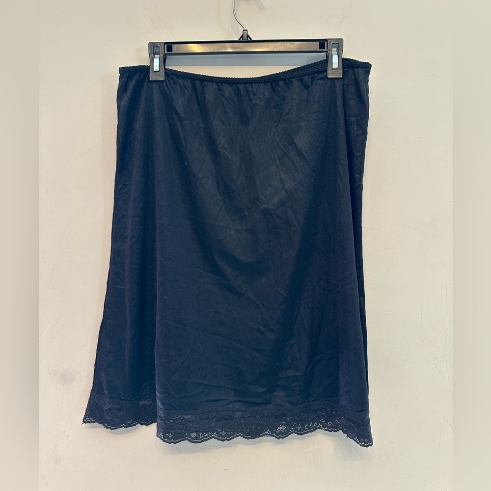 Vintage 90’s/Y2K Wondermaid Black Lace Trim Slip Skirt Size 2X - Picture 5 of 5